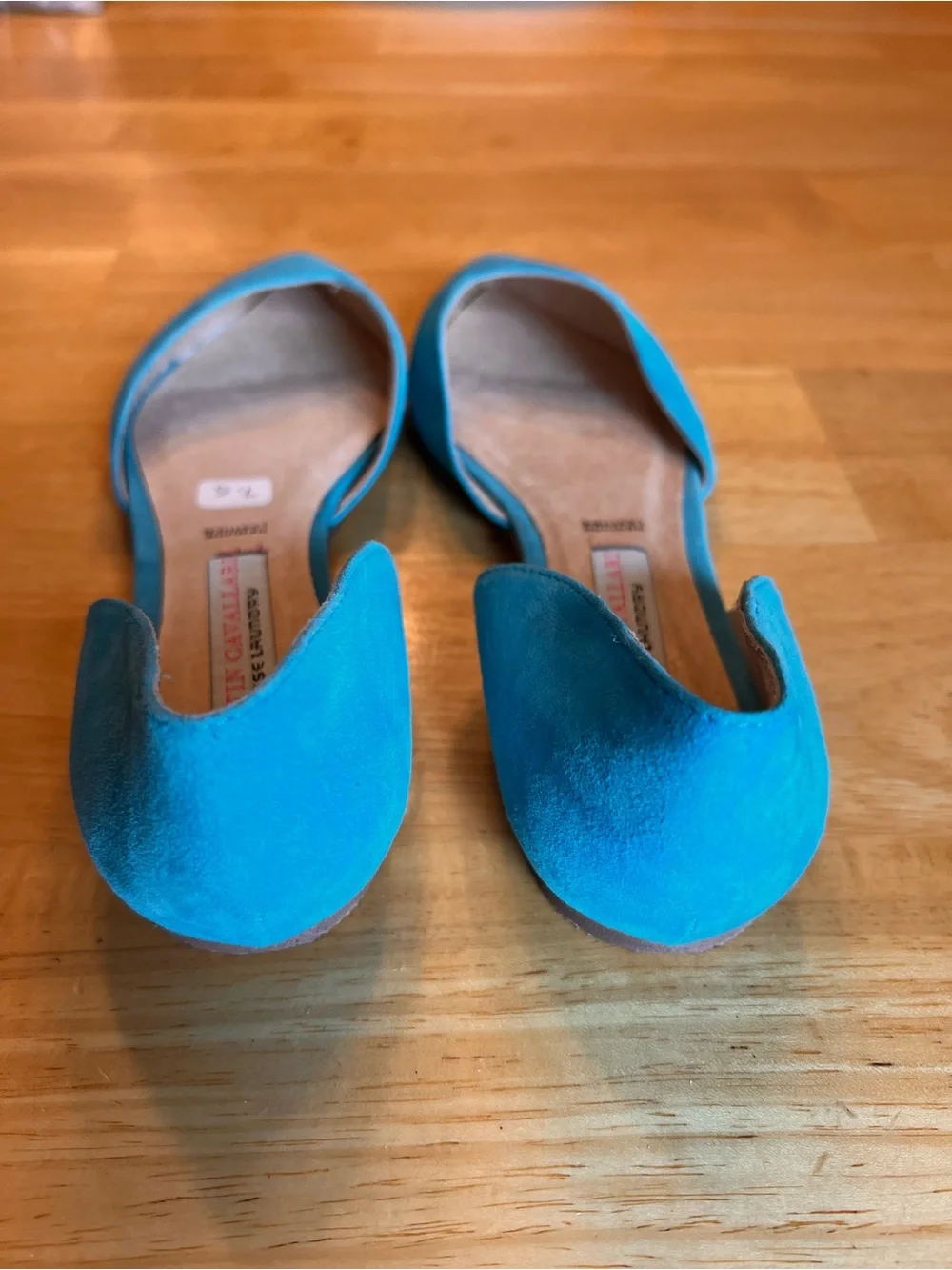 Teal Suede Pointed D'Orsay Flats Chinese Laundry Kristin Cavalleri 7.5 nwot